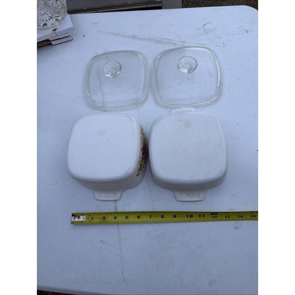Vintage Corning Ware Spice O Life L'Echalote Casserole Set Pyrex Lids USA 2 Dish